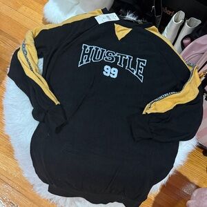 Fashion Nova XS Black and Yellow Hustle OverSized Top New